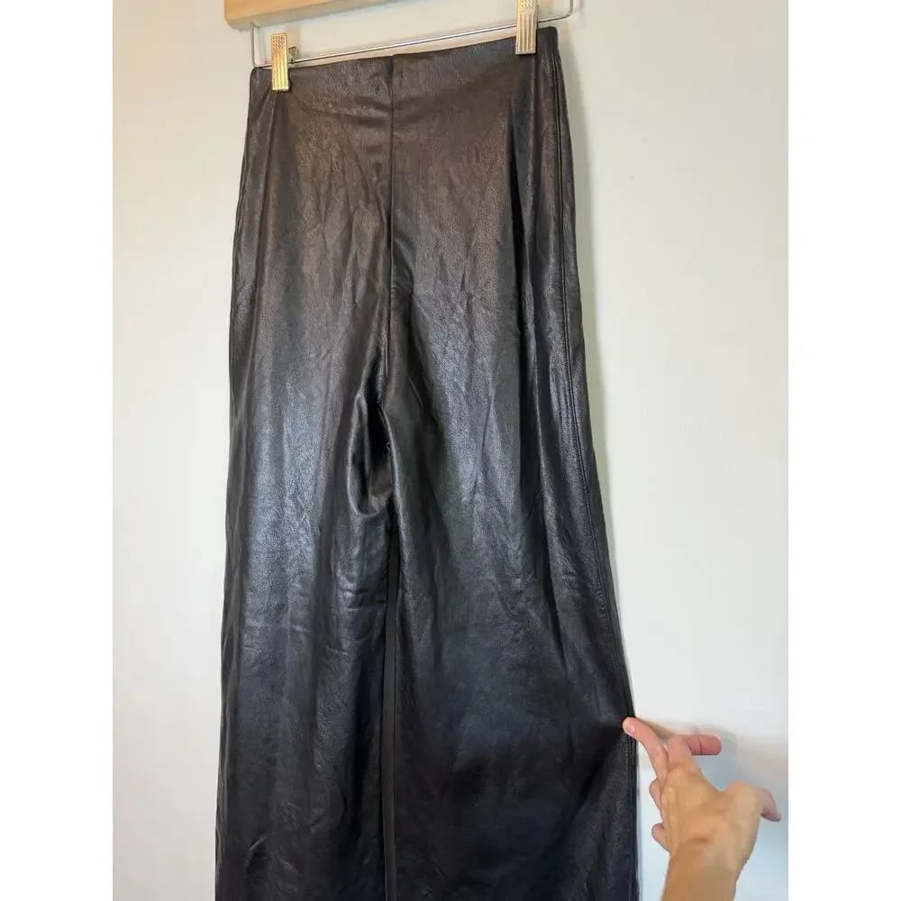 Commando Women’s Faux Leather Wide Leg Pants, Black, Medium $188 NEW - Picture 9 of 11